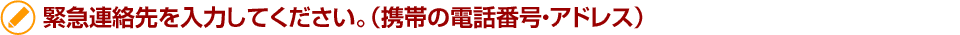 予約時の緊急連絡先（連絡のつきやすい携帯など）を入力してください。